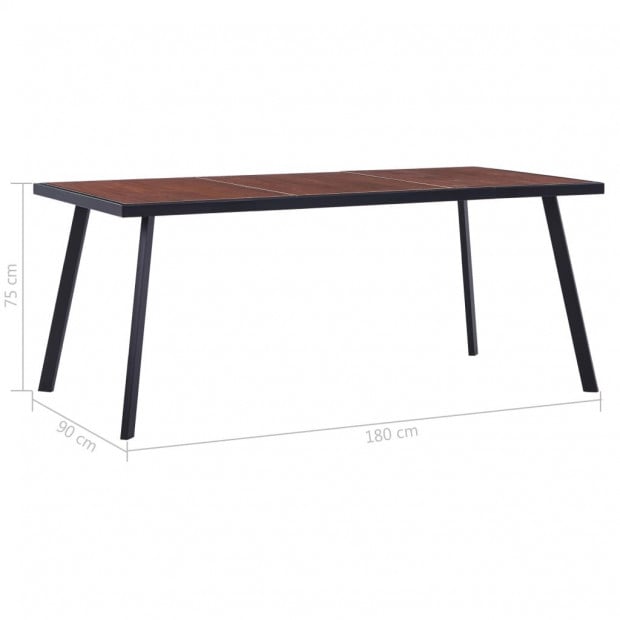 Dining Table Dark Wood And Black 180x90x75 Cm Mdf Image 5