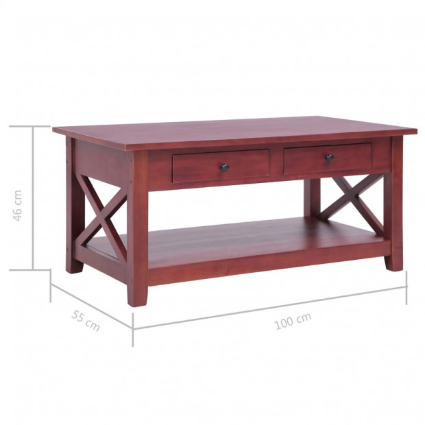 Coffee Table Brown 100x55x46 Cm Solid Mahogany Wood Image 8
