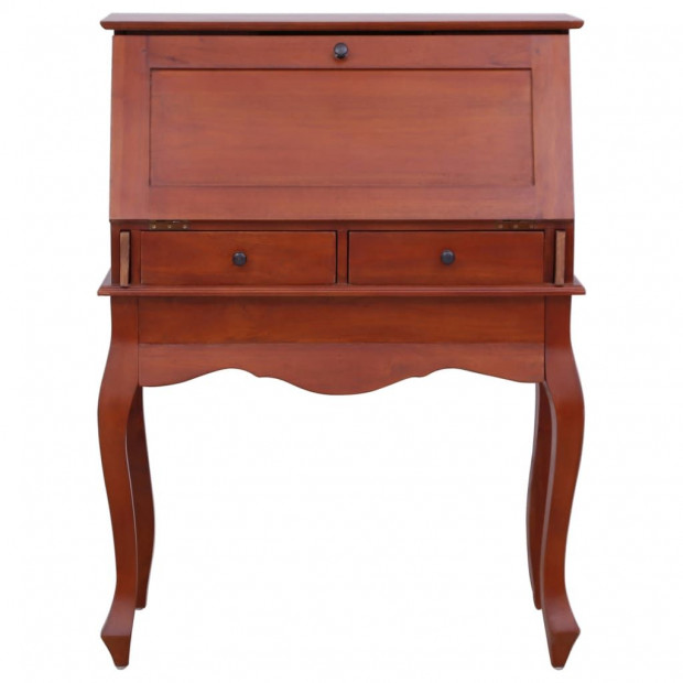 Secretary Desk Brown 78x42x103 Cm Solid Mahogany Wood Image 3