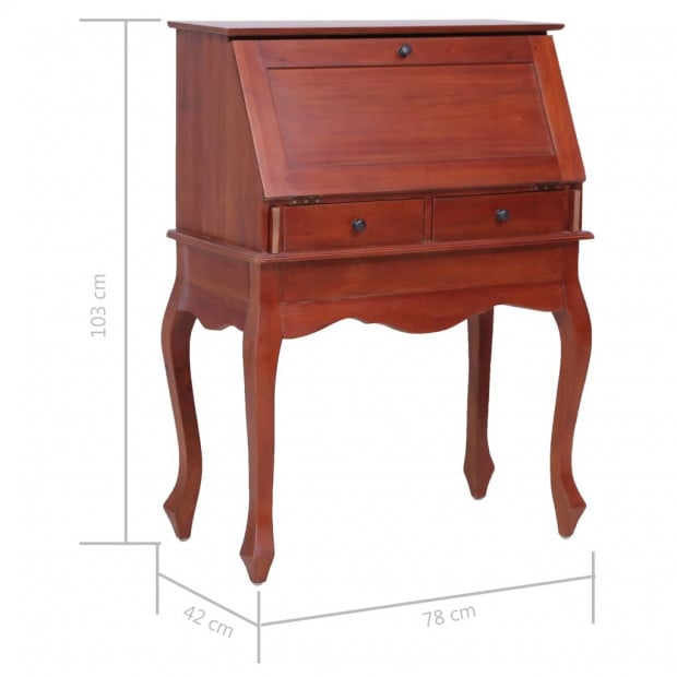 Secretary Desk Brown 78x42x103 Cm Solid Mahogany Wood Image 7