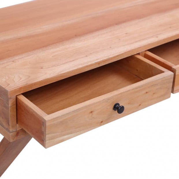 Computer Desk Natural 132x47x77 Cm Solid Mahogany Wood Image 3