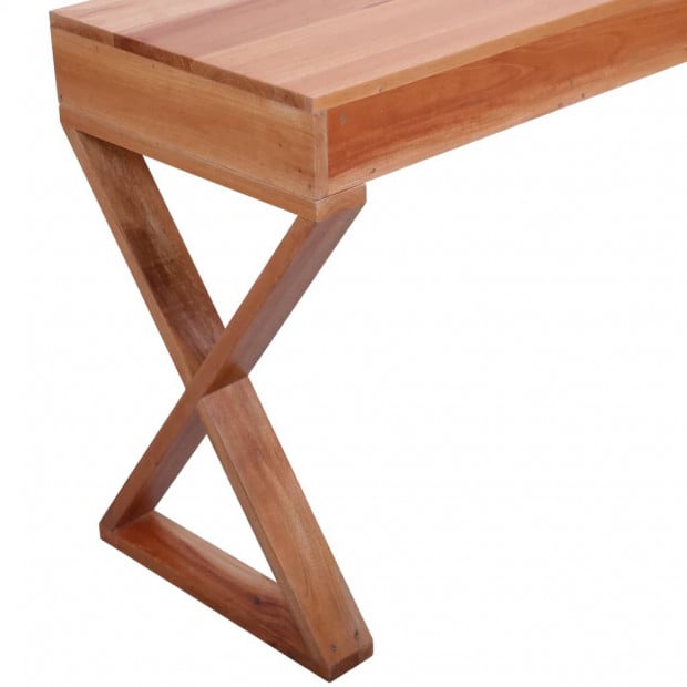 Computer Desk Natural 132x47x77 Cm Solid Mahogany Wood Image 5