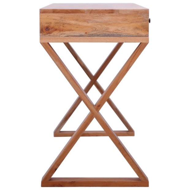 Computer Desk Natural 132x47x77 Cm Solid Mahogany Wood Image 7