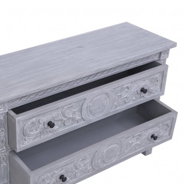 Sideboard With 2 Drawers 90x30x60 Cm Solid Mahogany Wood Image 9