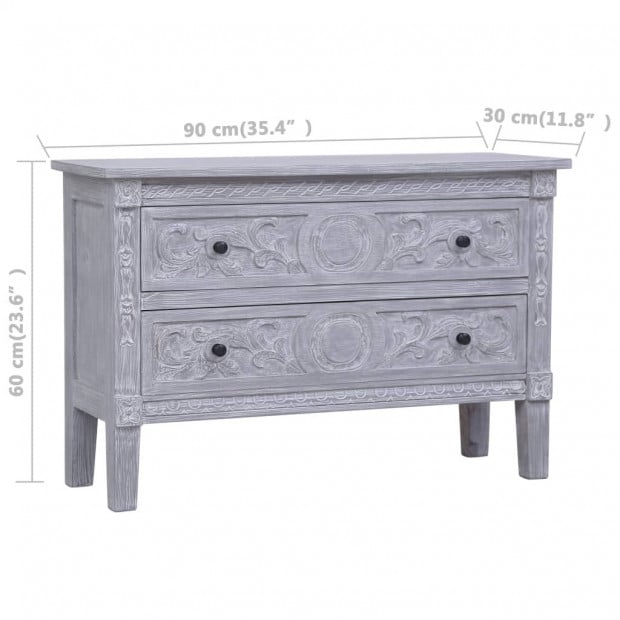 Sideboard With 2 Drawers 90x30x60 Cm Solid Mahogany Wood Image 10