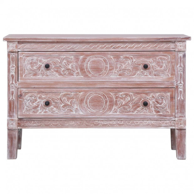 Mahogany Wood Sideboard With 2 Drawers 90x30x60 Cm Solid Image 4