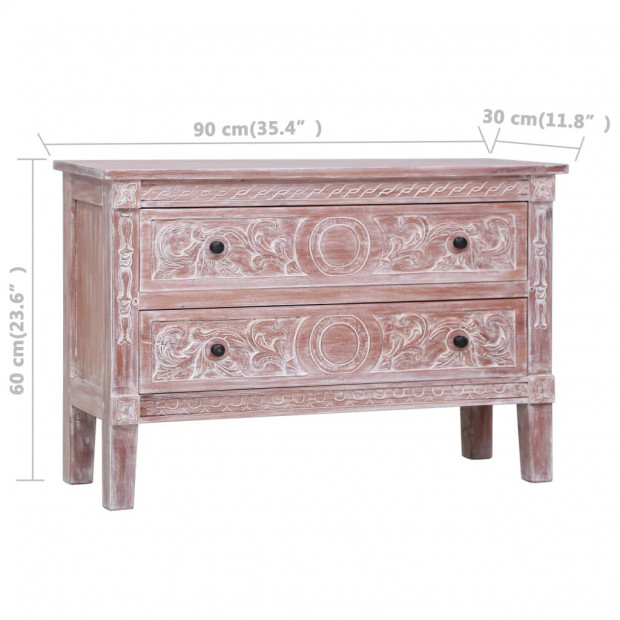 Mahogany Wood Sideboard With 2 Drawers 90x30x60 Cm Solid Image 10