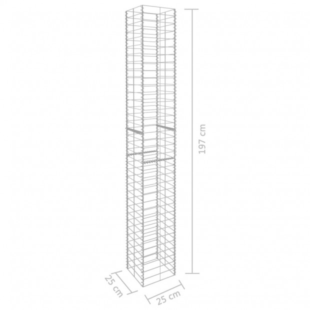 Gabion Baskets 3 Pcs Galvanised Steel 25x25x197 Cm Image 6