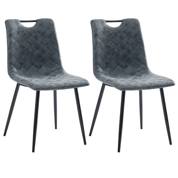 Dining Chairs 2 Pcs Black F.Leather