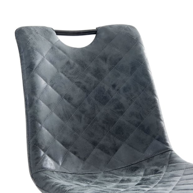 Dining Chairs 2 Pcs Black F.Leather Image 6