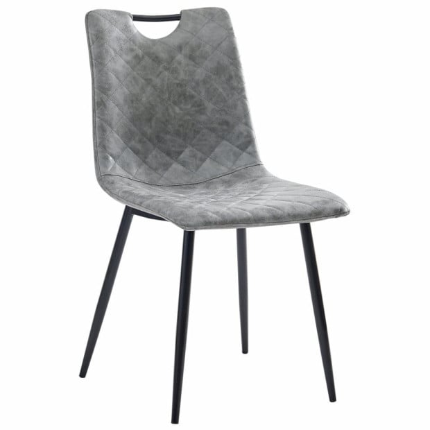 Dining Chairs 2 Pcs Dark Grey F.Leather Image 2
