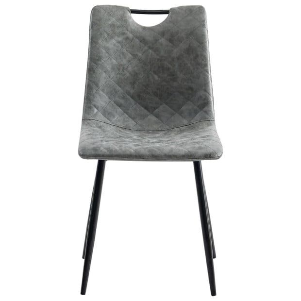 Dining Chairs 2 Pcs Dark Grey F.Leather Image 3