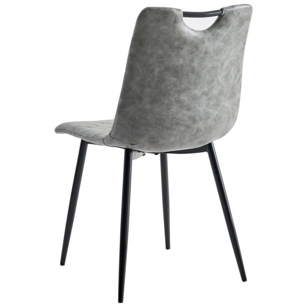 Dining Chairs 2 Pcs Dark Grey F.Leather Image 5