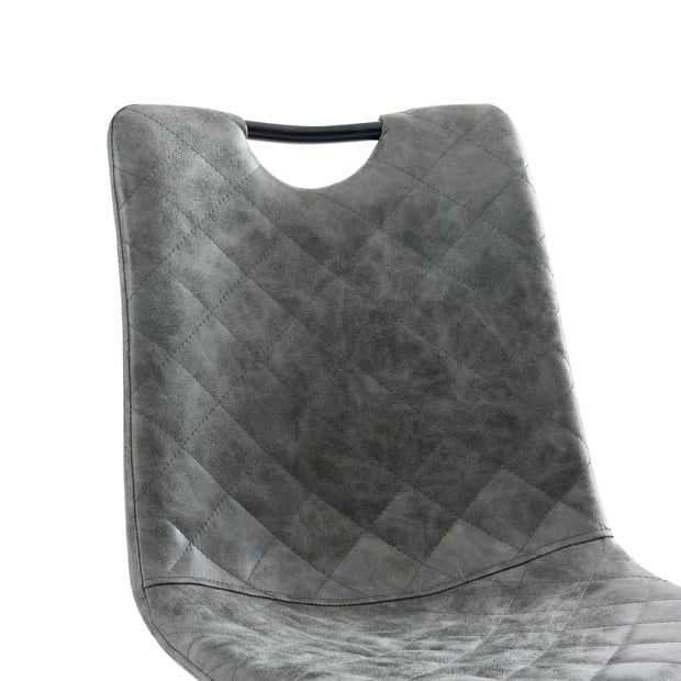 Dining Chairs 2 Pcs Dark Grey F.Leather Image 6