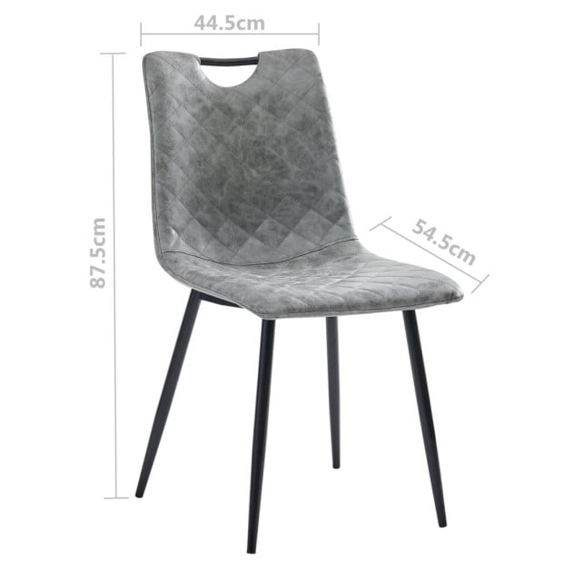 Dining Chairs 2 Pcs Dark Grey F.Leather Image 8