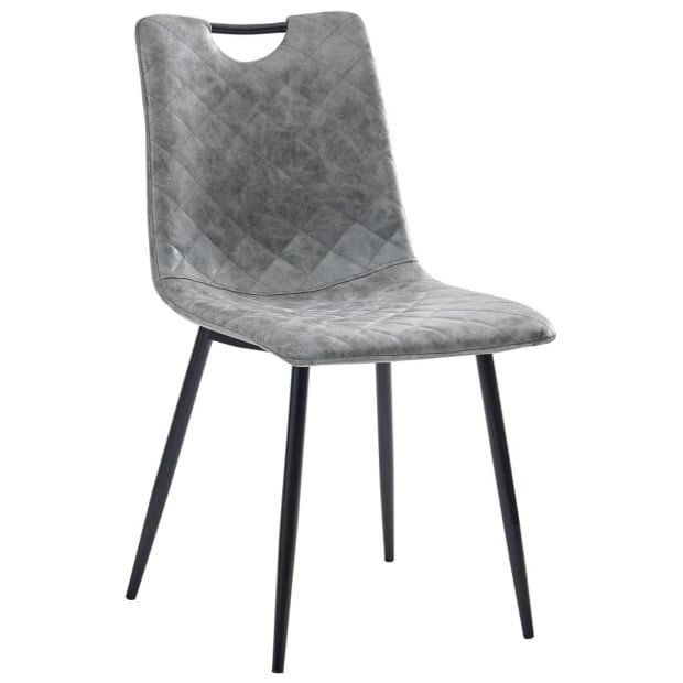 Dining Chairs 4 Pcs Dark Grey F.Leather Image 2