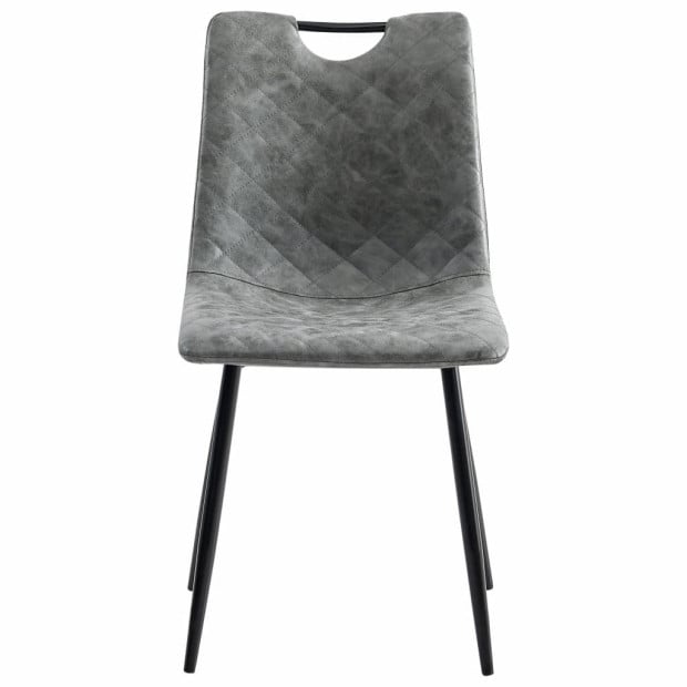 Dining Chairs 4 Pcs Dark Grey F.Leather Image 3