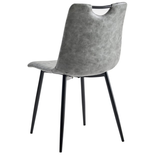 Dining Chairs 4 Pcs Dark Grey F.Leather Image 5