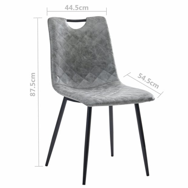 Dining Chairs 4 Pcs Dark Grey F.Leather Image 8