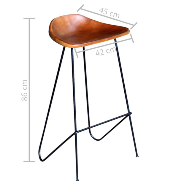 Bar Chairs 6 Pcs Brown Real Leather Image 5