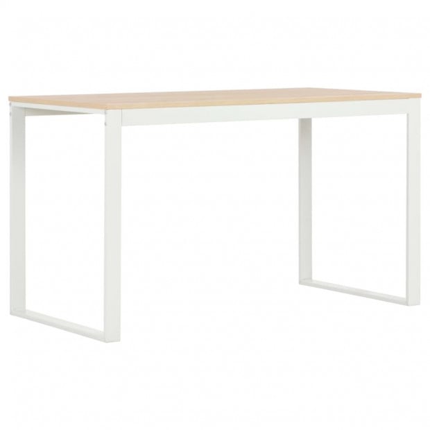 Computer Desk White And Oak 120x60x73 Cm Image 2