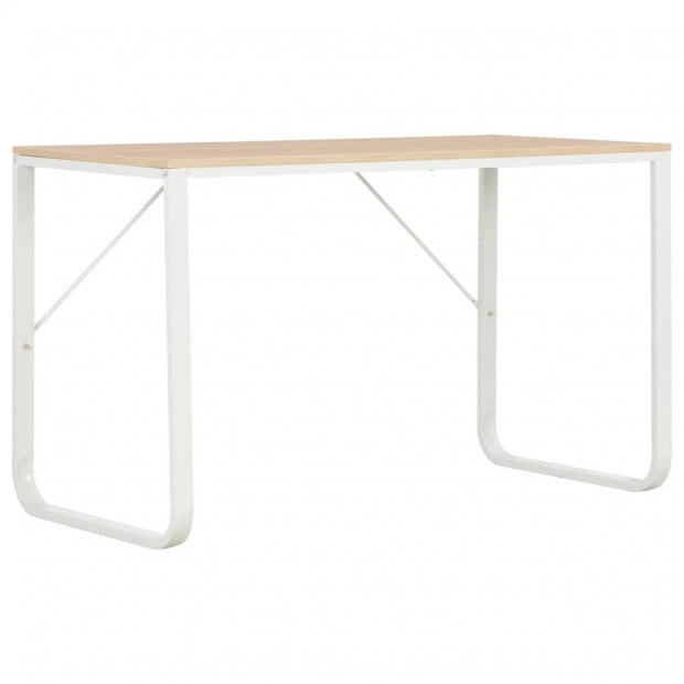 Computer Desk White And Oak 120x60x73 Cm Image 2