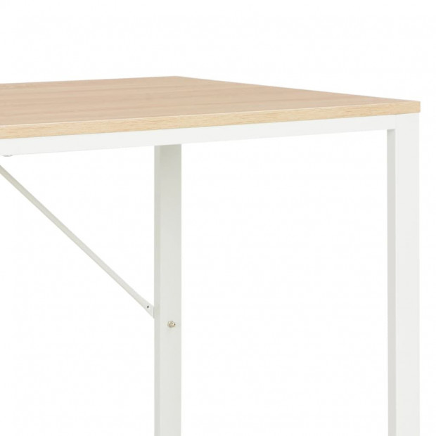 Computer Desk White And Oak 120x60x73 Cm Image 6