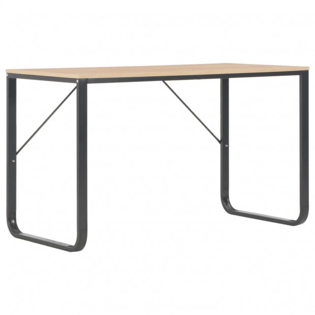 Stylish Computer Desk Black And Oak 120x60x73 Cm Image 2