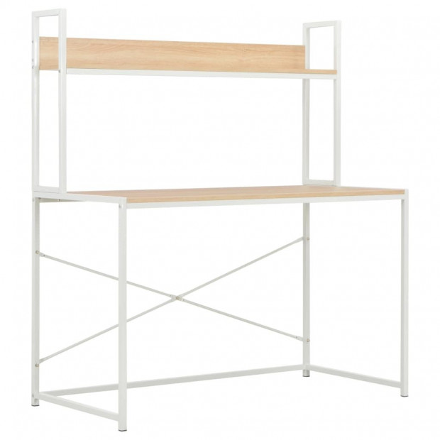 Computer Desk White And Oak 120x60x138 Cm Image 2