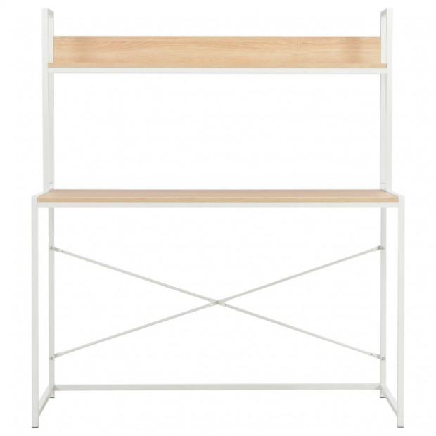 Computer Desk White And Oak 120x60x138 Cm Image 3