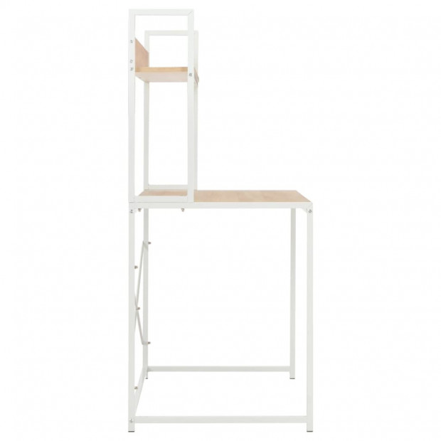 Computer Desk White And Oak 120x60x138 Cm Image 5