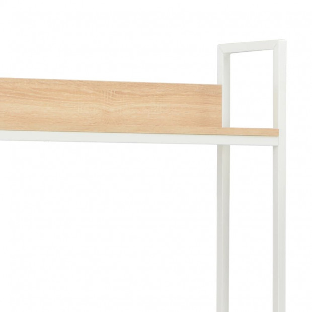 Computer Desk White And Oak 120x60x138 Cm Image 6