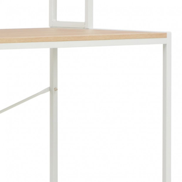 Computer Desk White And Oak 120x60x138 Cm Image 7