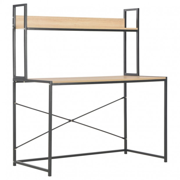 Computer Desk Black And Oak 120x60x138 Cm Image 2