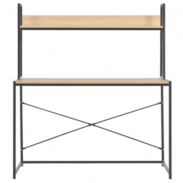 Computer Desk Black And Oak 120x60x138 Cm Image 3