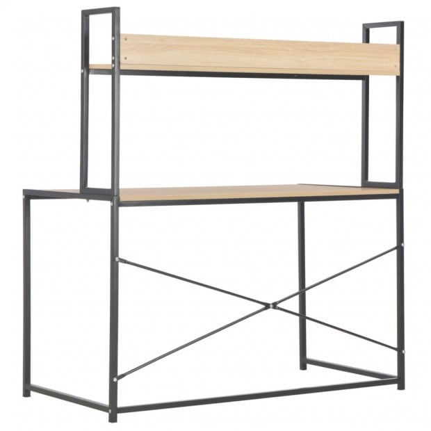 Computer Desk Black And Oak 120x60x138 Cm Image 4