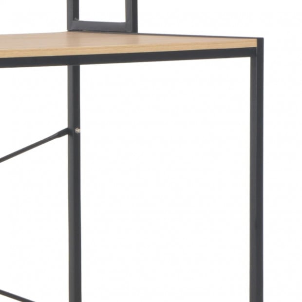 Computer Desk Black And Oak 120x60x138 Cm Image 7