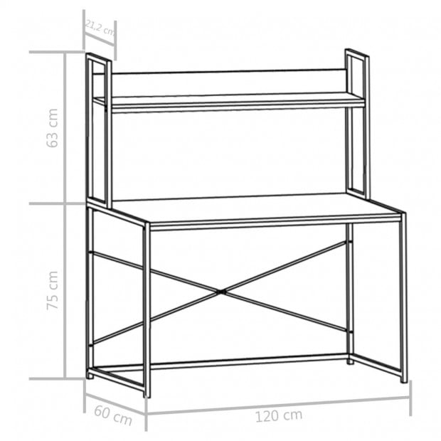 Computer Desk Black And Oak 120x60x138 Cm Image 9