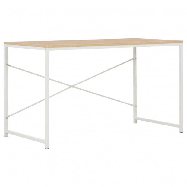 Computer Desk White And Oak 120x60x70 Cm Image 2