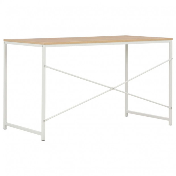 Computer Desk White And Oak 120x60x70 Cm Image 4