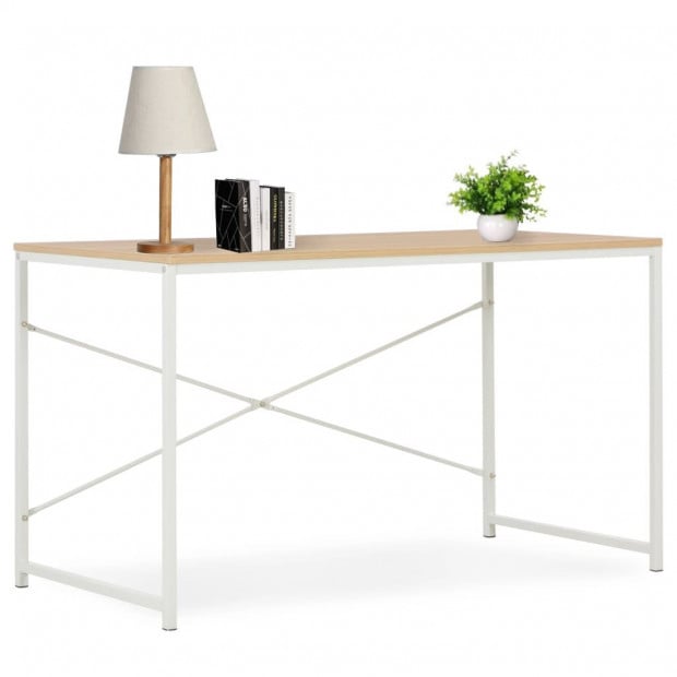Computer Desk White And Oak 120x60x70 Cm
