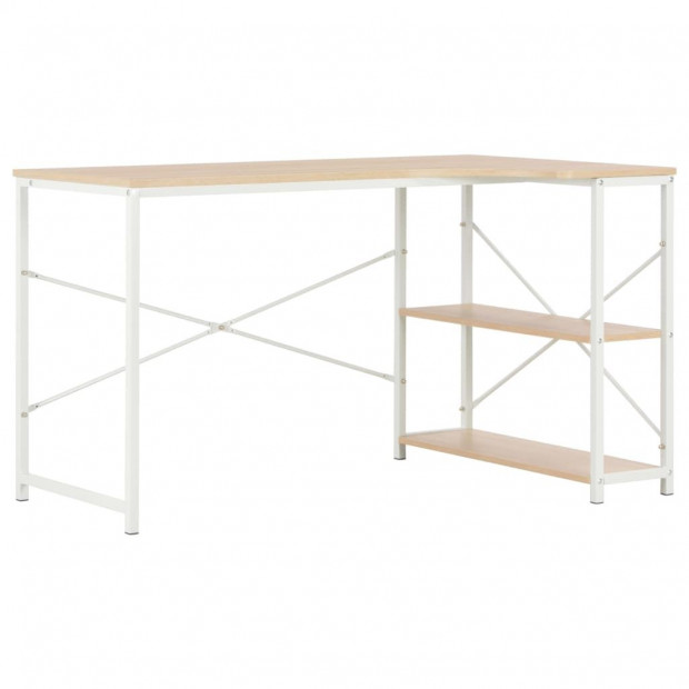 Computer Desk White And Oak 120x72x70 Cm Image 2