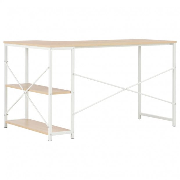 Computer Desk White And Oak 120x72x70 Cm Image 4