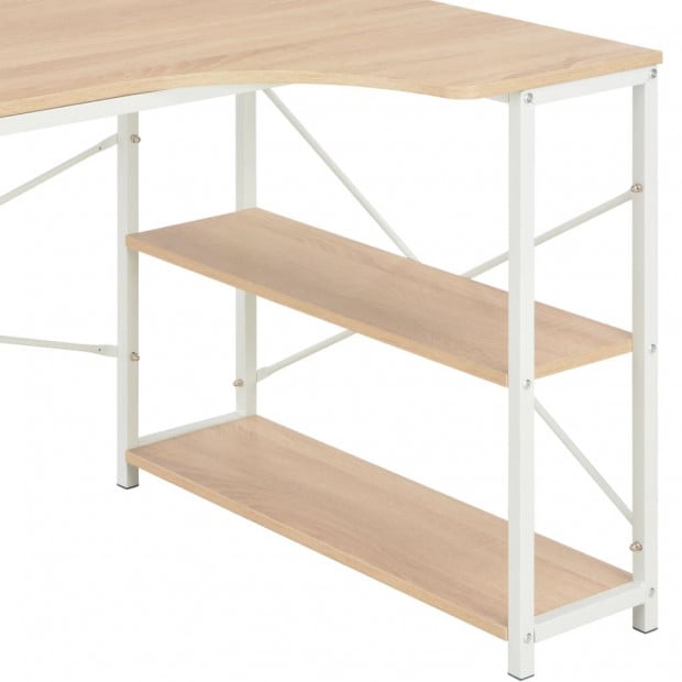 Computer Desk White And Oak 120x72x70 Cm Image 6