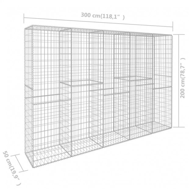Gabion Wall With Cover Galvanised Steel 300x50x200 Cm Image 6