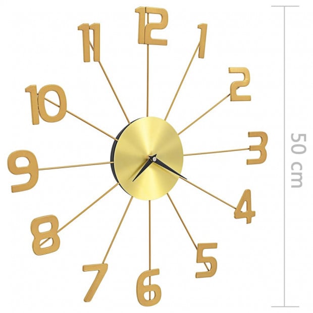 Wall Clock Metal 50 Cm Golden Image 6