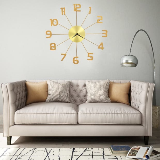 Wall Clock Metal 50 Cm Golden Image 2