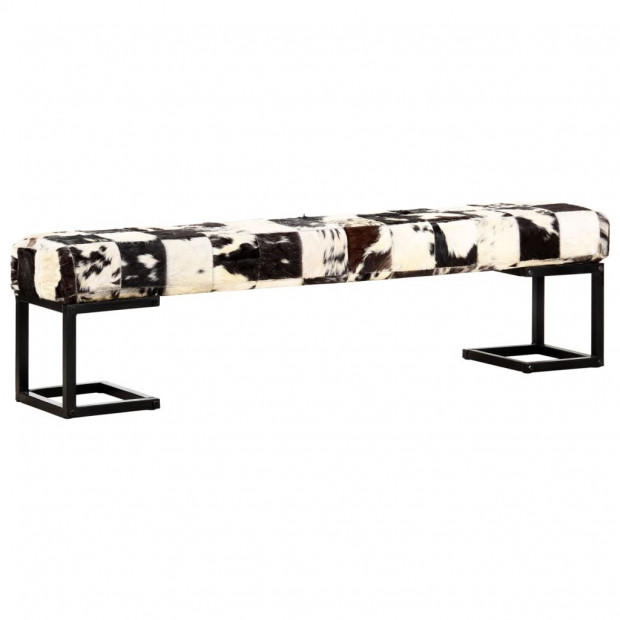 Bench 160 Cm Black Patchwork Genuine Goat Leather Image 11