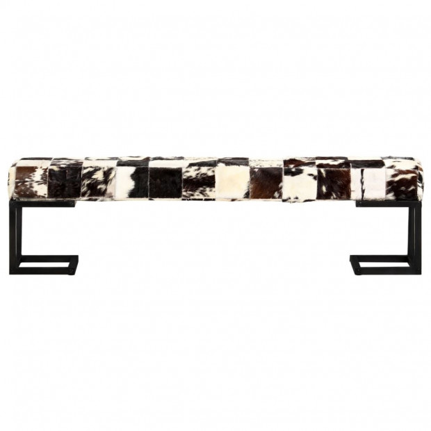 Bench 160 Cm Black Patchwork Genuine Goat Leather Image 3
