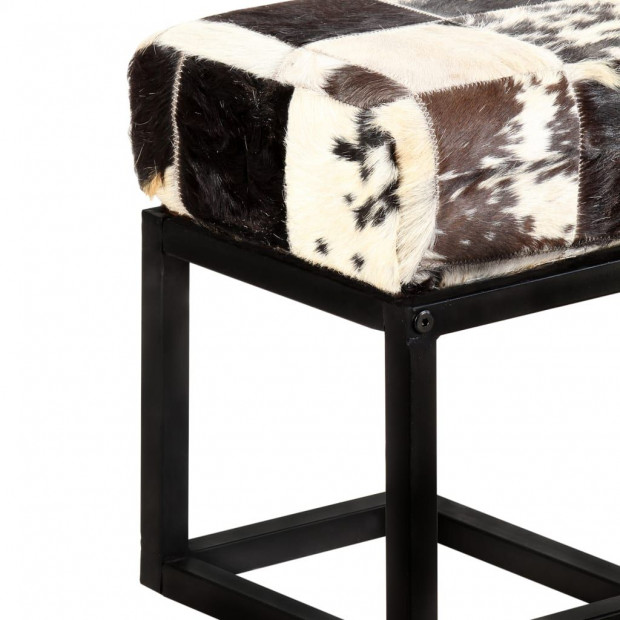 Bench 160 Cm Black Patchwork Genuine Goat Leather Image 5